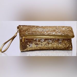 Gold Sequin Clutch Bag